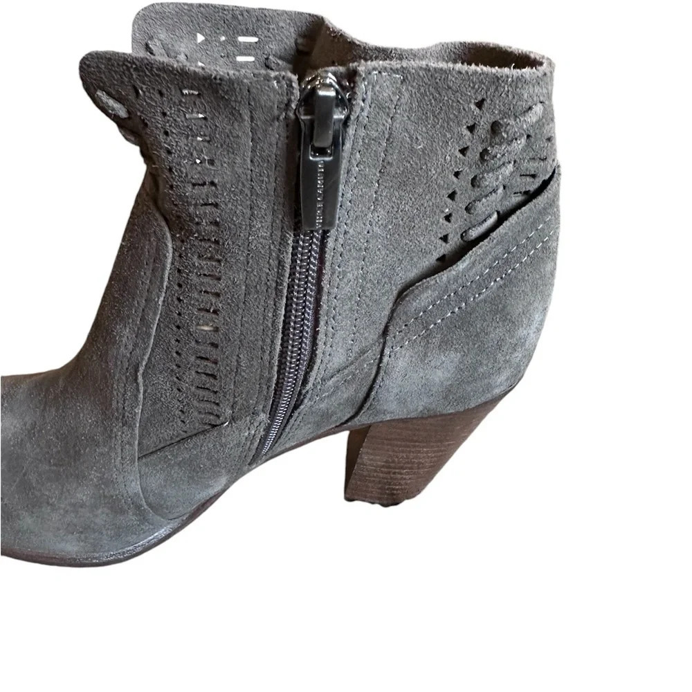 Vince Camuto Fenyia Dark Gray Suede Block Heel Ankle Booties- Women’s 8 - Picture 5 of 13